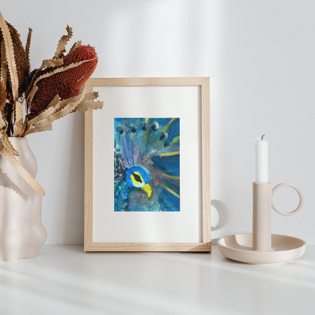 Jewel Feathers Original ACEO Watercolor Painting