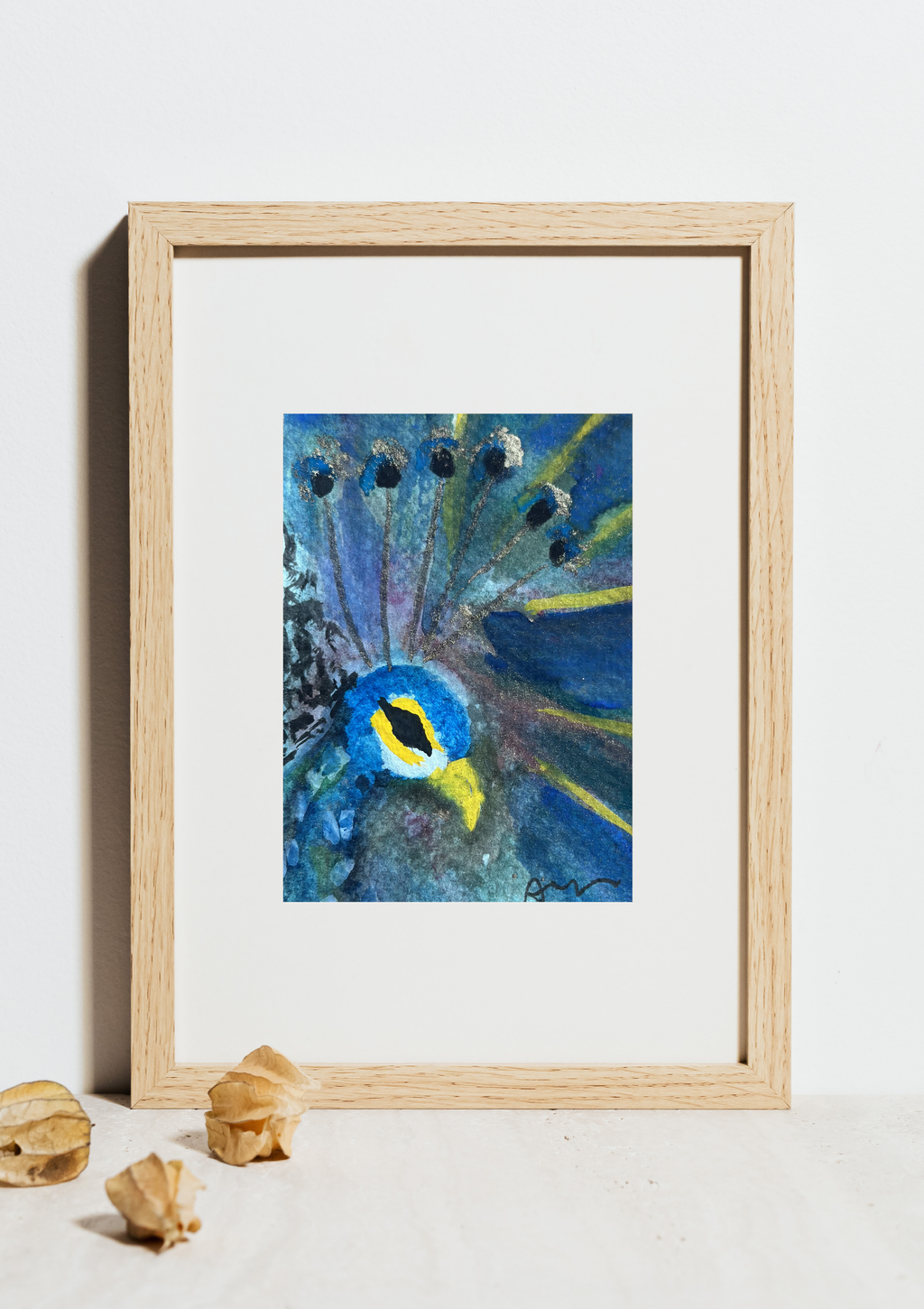 Jewel Feathers Original ACEO Watercolor Painting